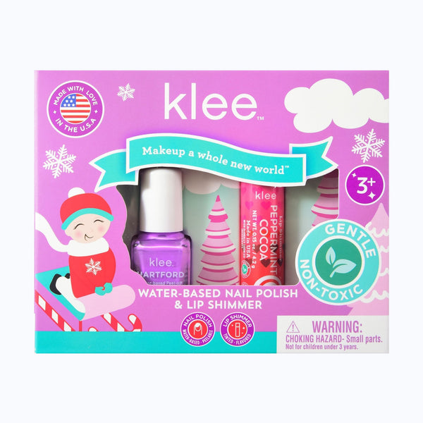 Elves' Sleds - Holiday Water - Based Nail Polish and Lip Shimmer Duo - Klee Naturals