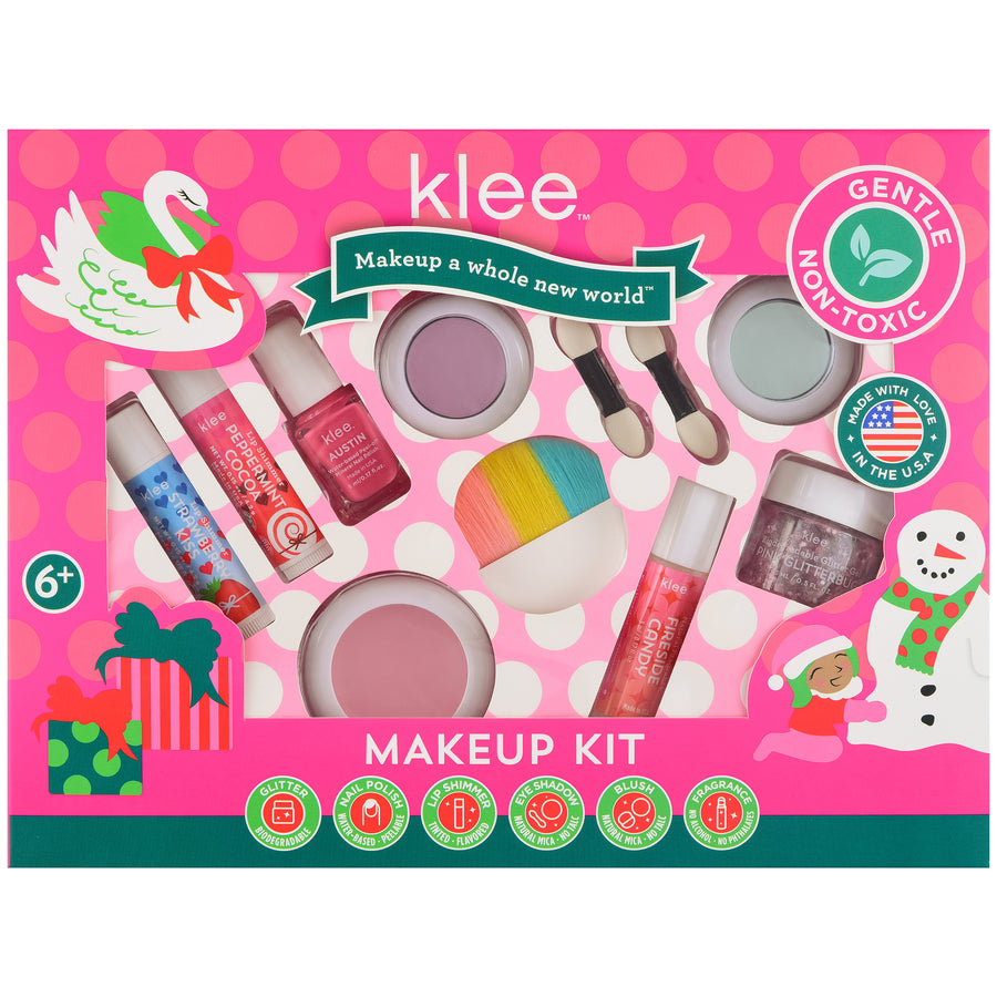 Super Joy Kids Real Makeup Kit for Little Girls:with Blue Dream Bag - Real, Non Toxic, Washable Make Up Dress Up Toy - Gift for Toddler Young Children Pretend