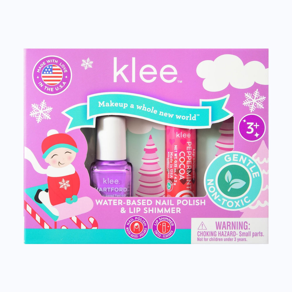 Elves' Sleds - Holiday Water - Based Nail Polish and Lip Shimmer Duo - Klee Naturals