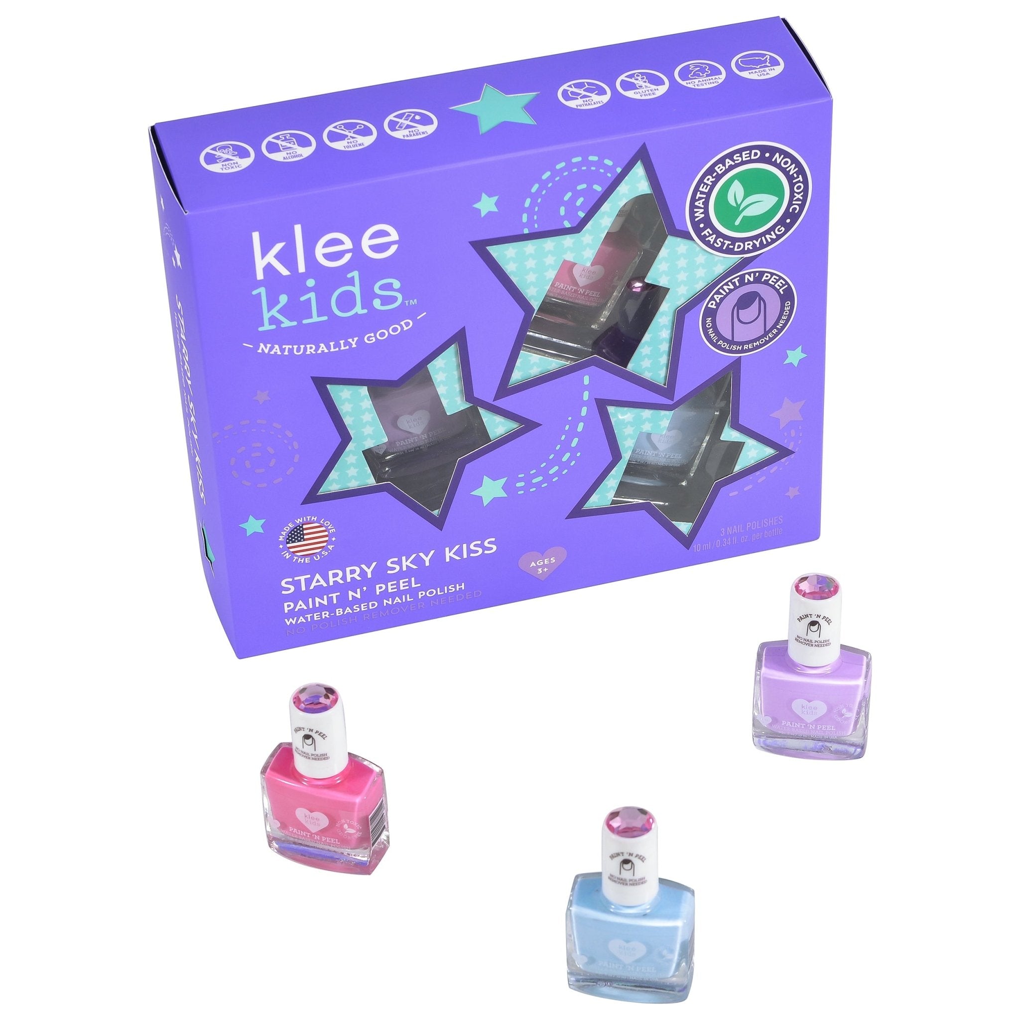 Starry Sky Kiss - 3-Piece Water-Based Kids Nail Polish Set