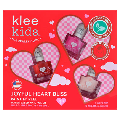 Joyful Heart Bliss - Klee Kids Water-Based Nail Polish 3-Piece Set